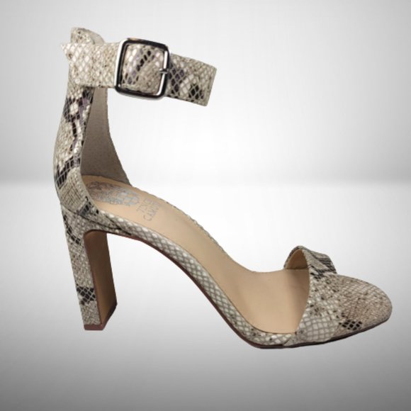 Vince Camuto BENDIVA Leather SNAKE PRINT Block Heel OPEN TOE Sandals Size: 7.5 - Picture 7 of 11